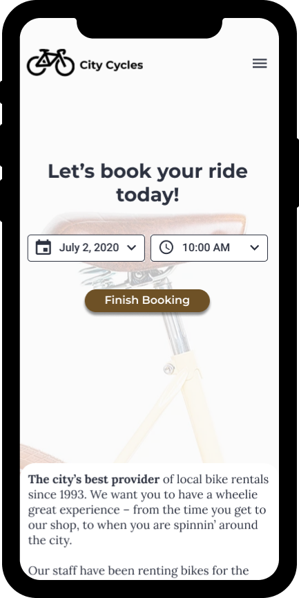 City Cycles Mobile Mockup